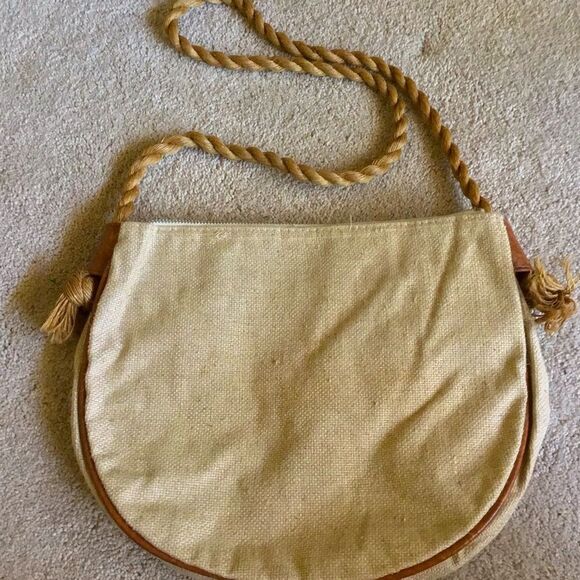 Vintage Interpur Canvas Neutral Rope Saddle Bag - Picture 5 of 5